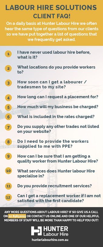 Labour Hire FAQ for Clients - Hunter Labour Hire Sydney