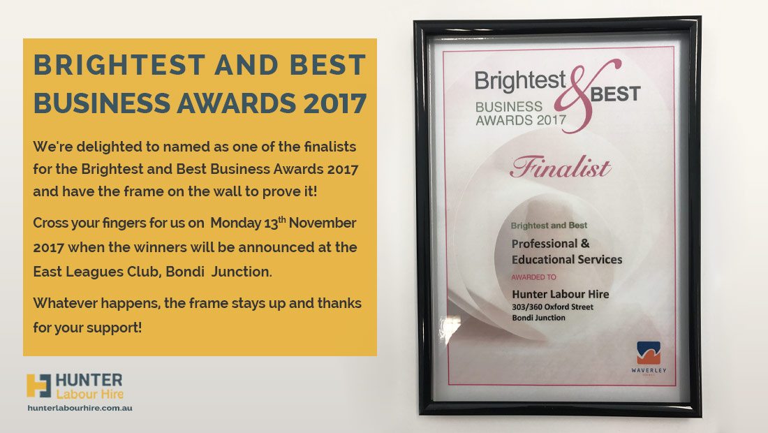 Brightest And Best Business Awards 2017 - Hunter Labour Hire