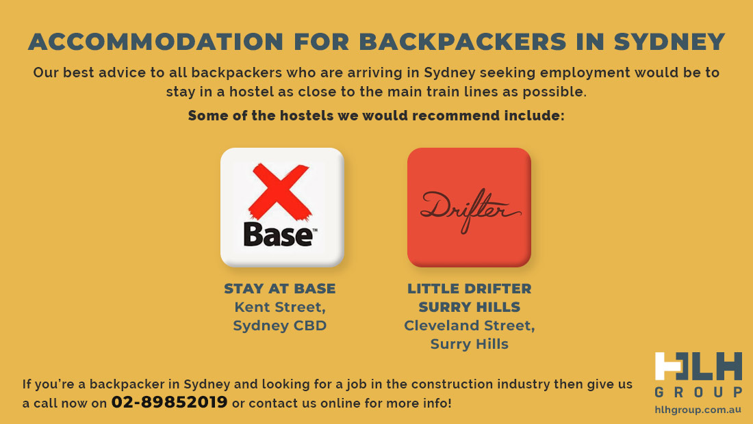 Accommodation Backpackers Sydney Labour Hire Construction