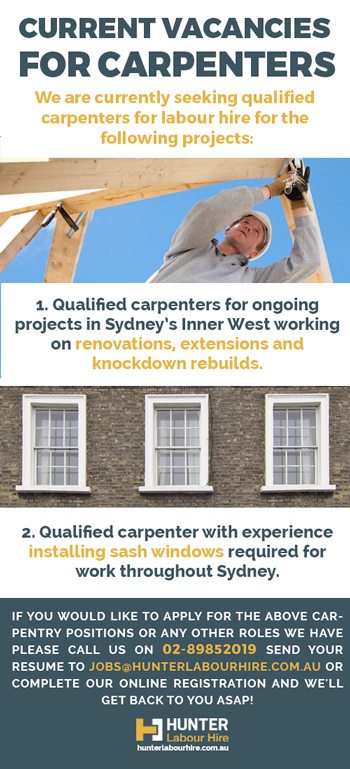 Vacancies for Carpenters in Sydney - Hunter Labour Hire