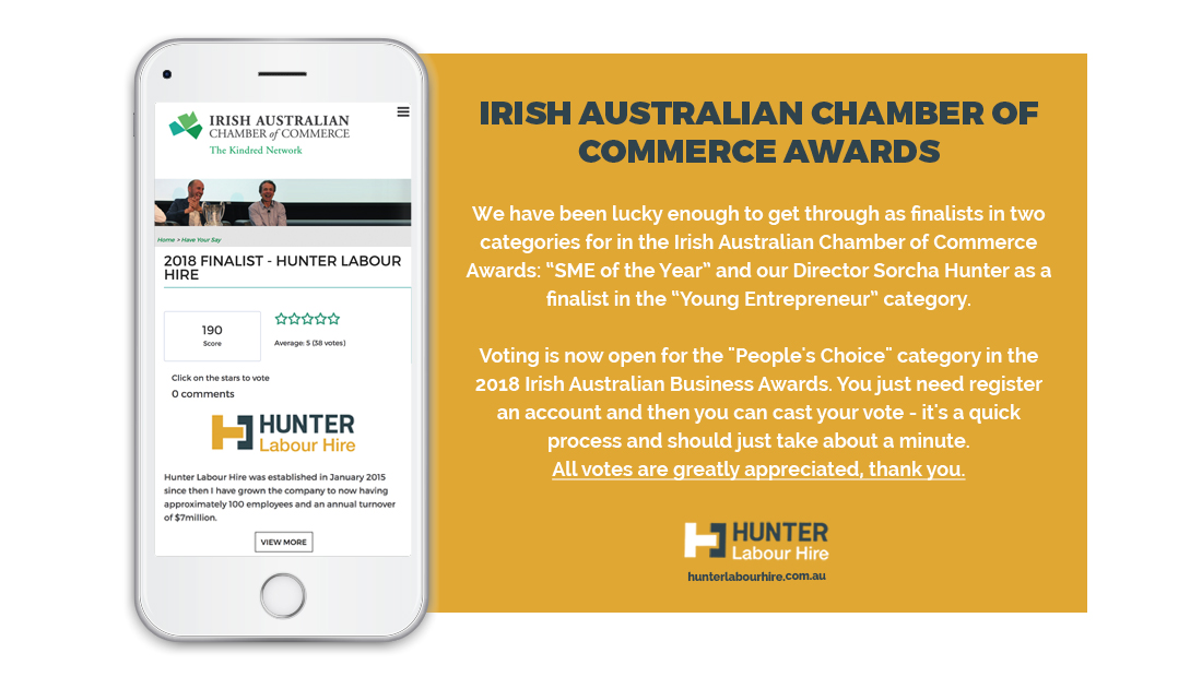 Irish Australian Chamber of Commerce Awards - Hunter Labour Hire