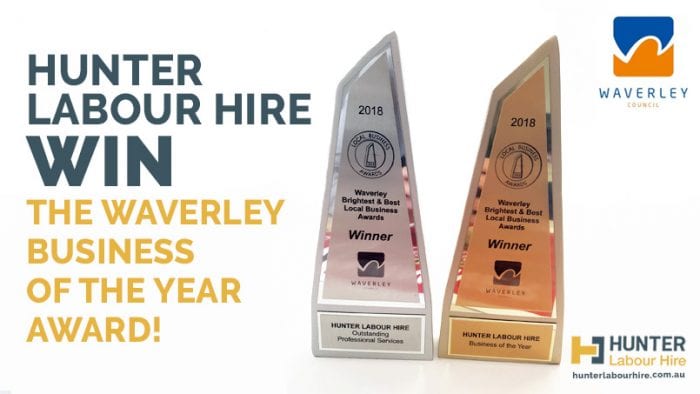 Hunter Labour Hire Win the Waverley Business of the Year Award 2018