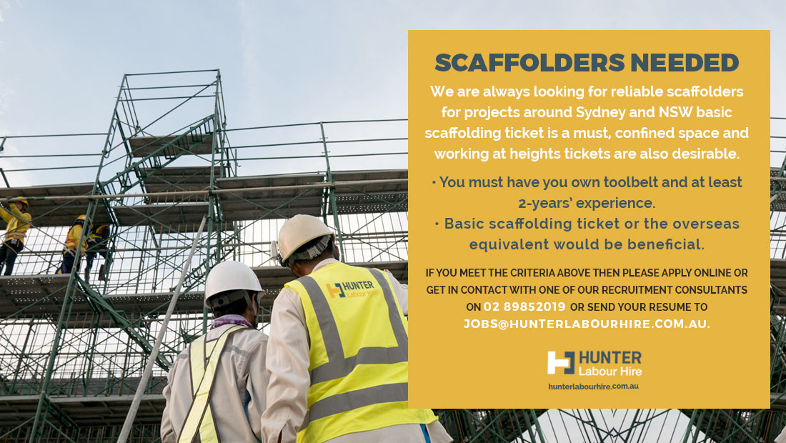 Summer Scaffolding Jobs in Sydney - Hunter Labour Hire