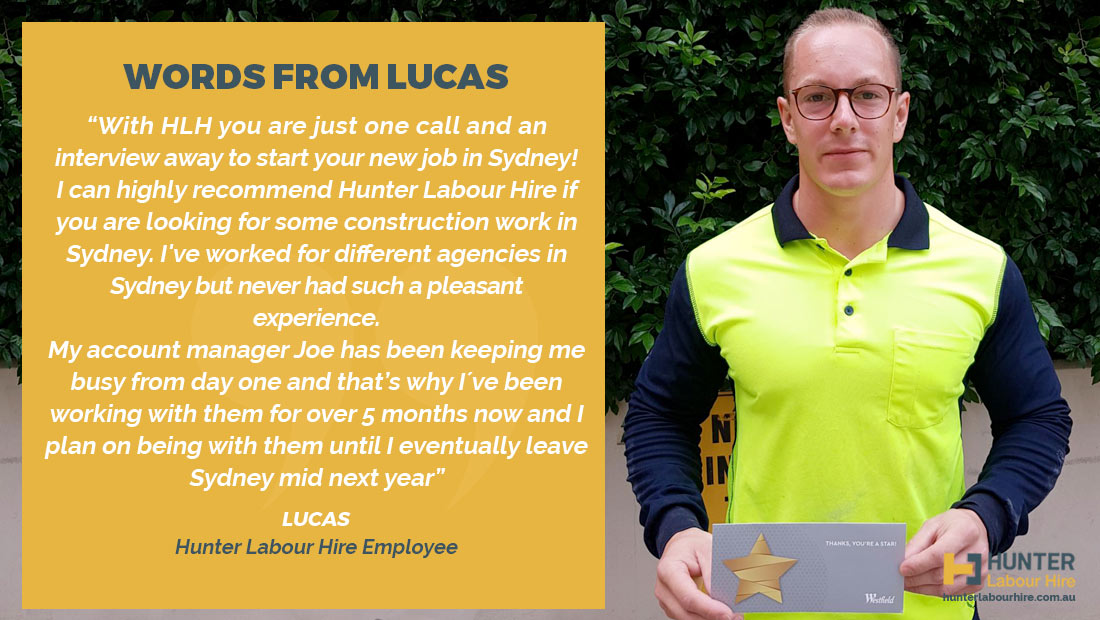 Hunter Labour Hire Testimonial - Lucas Kanapin