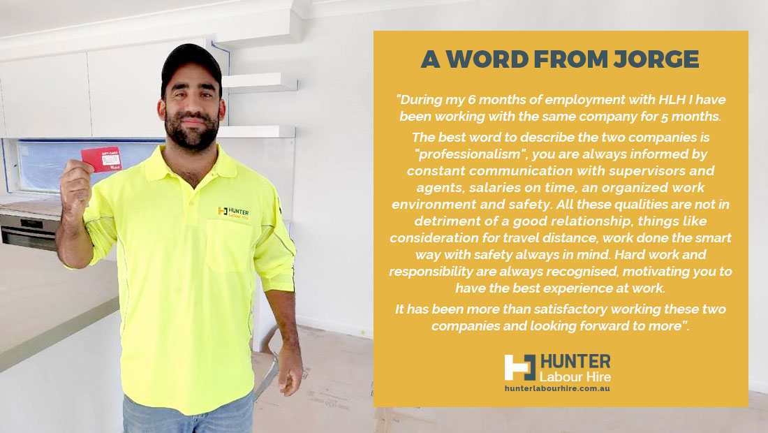 Jorge Britos Guerra Client Testimonial - Hunter Labour Hire Sydney