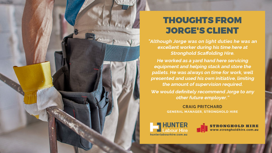 Jorge Britos Guerra Client Testimonial - Hunter Labour Hire Sydney