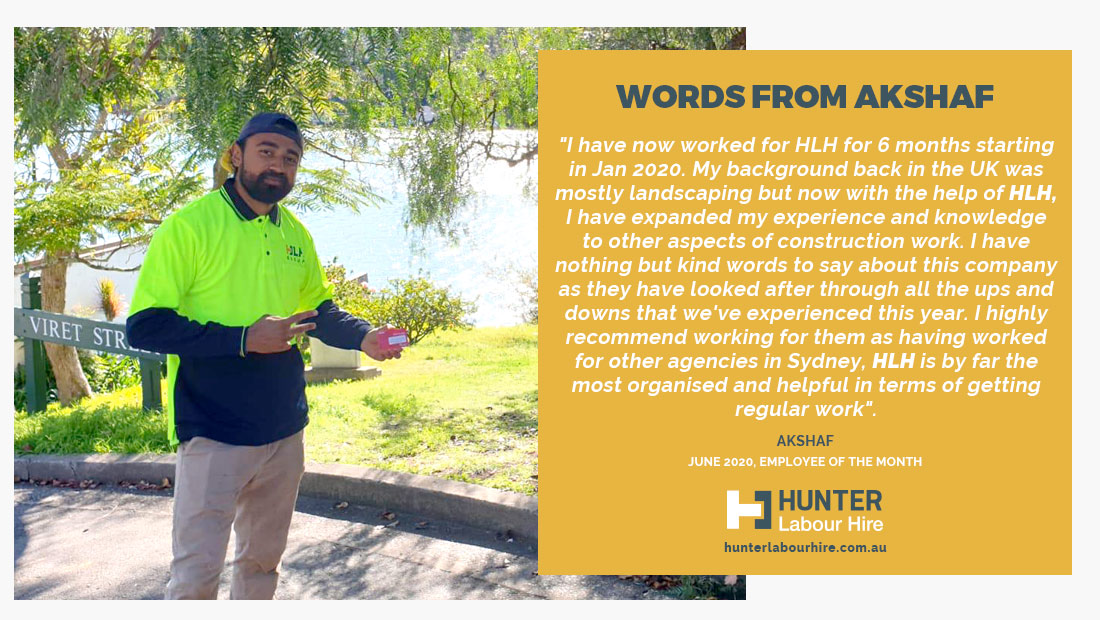 Employee of the Month June 2020 - Akshaf Ahmad - HLH Group Sydney