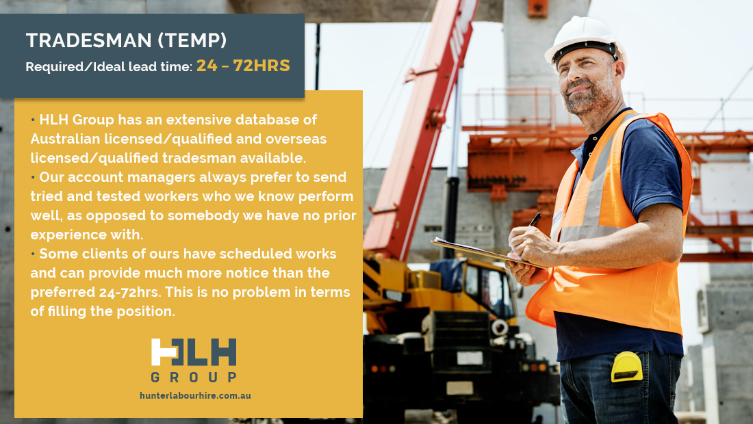 Tradesman Labour Hire Lead Time - HLH Group - Labour Hire Sydney