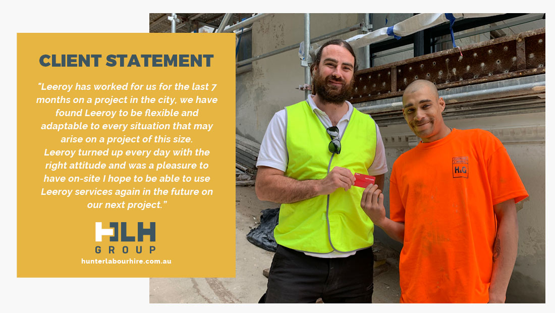 Leeroy Amor - Employee of the Month - Labour Hire 2020 - HLH Group Sydney