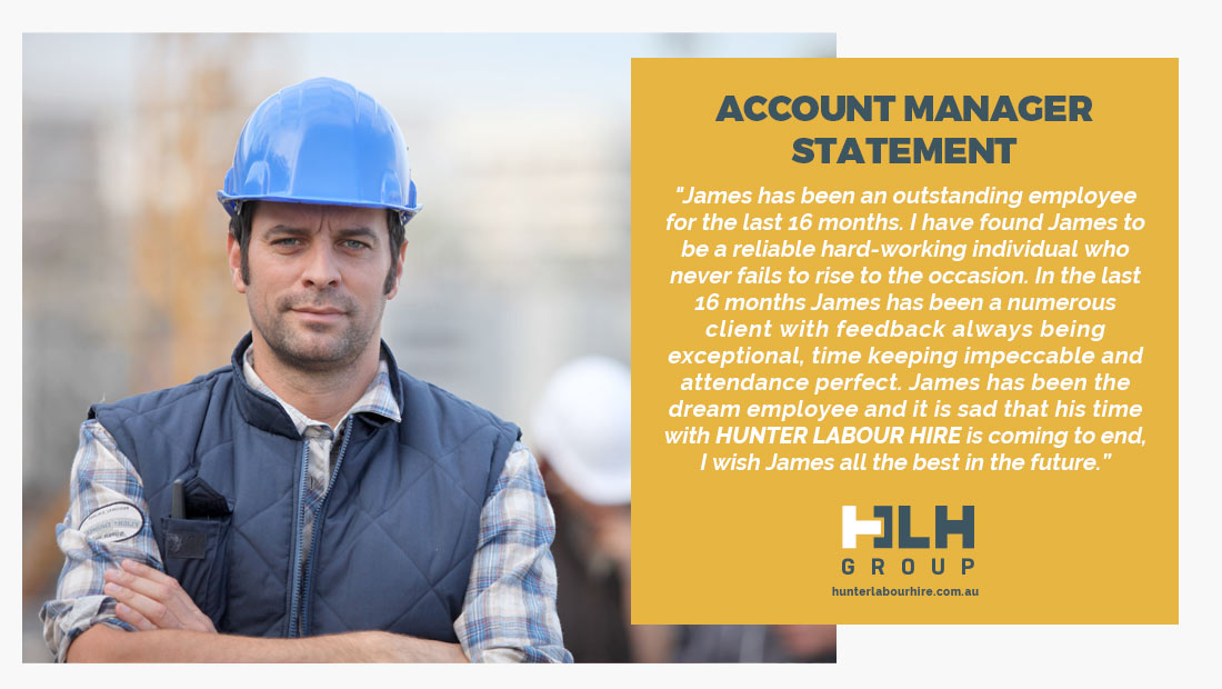 Employee of the Month - December 2020 - Account Manager Statement Hunter Labour Hire Sydney