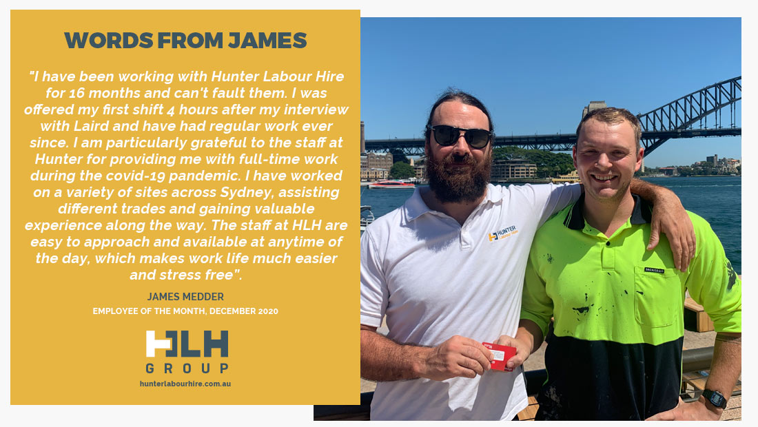 Employee of the Month - December 2020 - James Medder - HLH Group