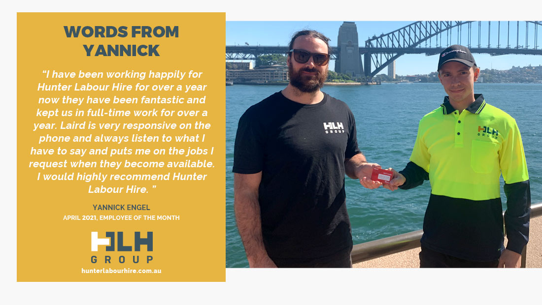 Employee of the Month - Yannick April 2021 - HLH Group Sydney