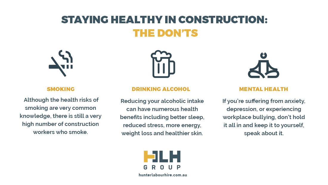 Staying Healthy Construction - Donts - Labour Hire Sydney